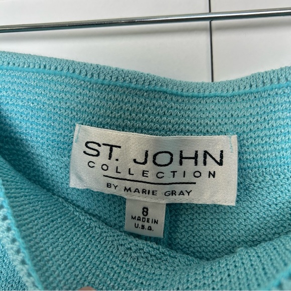St. John Knit Light Blue Cami Top and Wide Leg Pant Set - Picture 8 of 10